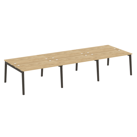 Рабочая станция на деревянных опорах Onix Wood OW.D.RS-6.3.7 4140x1475x750 (Тиквуд Светлый/Дуб Темный)