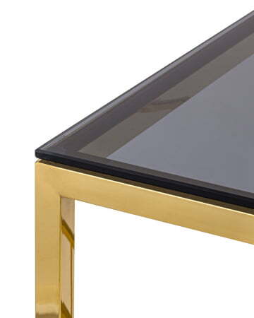 Журнальный столик 55*55 БРУКЛИН стекло smoke сталь золото (Журнальный стол Бруклин черный)
