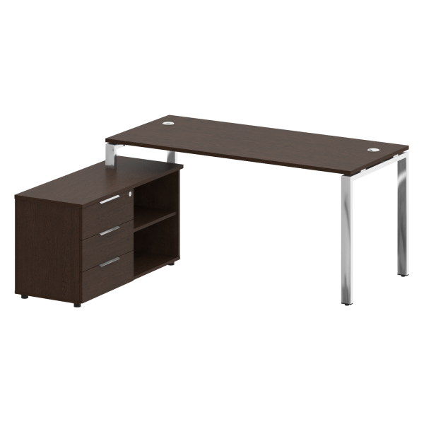 Стол для руководителя с тумбой левый БГ.СРТ-4.7 (L) 1700x1520x750 (Венге Цаво/Нерж. Сталь)