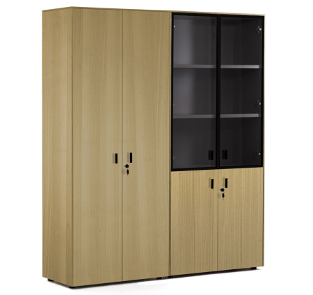 EXE Шкаф комбинированный с гардероб (Светлый эвкалипт/Черный)