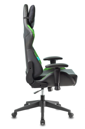 Кресло игровое Zombie VIKING 5 AERO черный/салатовый эко.кожа с подголов. крестов. пластик (Зеленый)