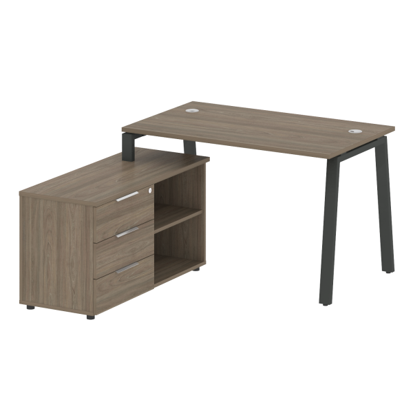 Рабочая станция с тумбой на А-образном м/к Metal System Style БА.РС-СТС-2.2 (R) 1300x1520x750 (Вяз/Антрацит металл)