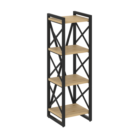 Стеллаж на регулируемых опорах-4 полки VR.L-MST.O-4.4 400x400x1280 (Тиквуд Светлый/Черный металл)