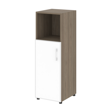 Шкаф для документов узкий со стеклом белым LT.SU-2.2 R (L) White (Вяз Благородный)