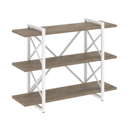 Стеллаж на регулируемых опорах-3 полки VR.L-MST.O-3.8V 1200x400x910 (Тиквуд Темный/Белый металл)