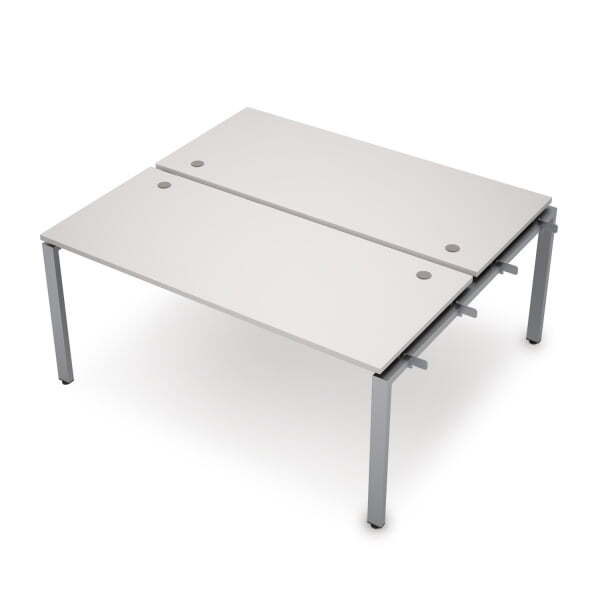 6МБН.6277 Бенч-система на 2 рабочих места, начальный модуль (1000x1435x750) (Белый/Алюминий матовый)
