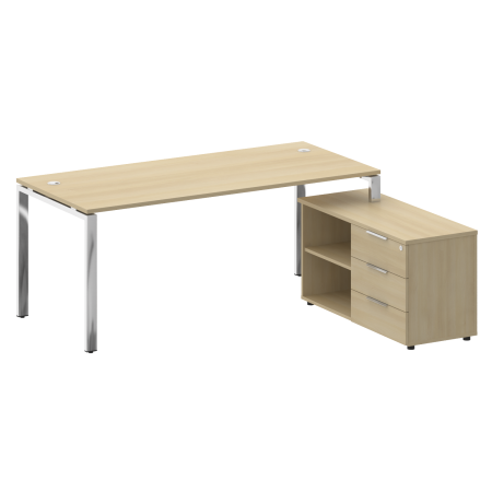 Стол для руководителя с тумбой правый БГ.СРТ-5.8 (R) 1900x1620x750 (Акация Лорка/Нерж. Сталь)