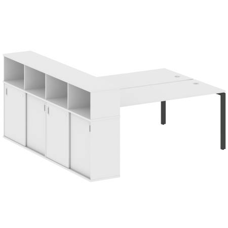 Рабочая станция с опорным шкафом-купе Metal System Style БП.РС-СШК-4.5 2210x2332x1098 (Белый/Антрацит металл)