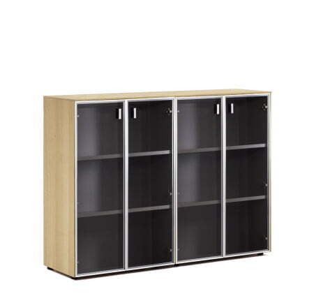 EXE Шкаф-ветрина на 4 двери H120 (Дуб Светлый/Хром)