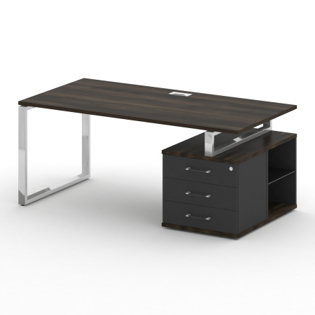 Стол руководителя с опорной тумбой, правый Shift SK.SRT-180 (R) (1800x904x753) (Дуб Мали-Антрацит | Хром)