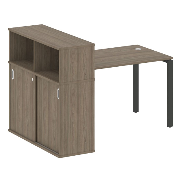 Стол письменный с опорным шкафом-купе Metal System Style БП.РС-СШК-3.2 1610x1120x1098 (Вяз/Антрацит металл)