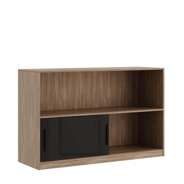 Стеллаж низкий, глянец AST33951621 (Дуб/черный)