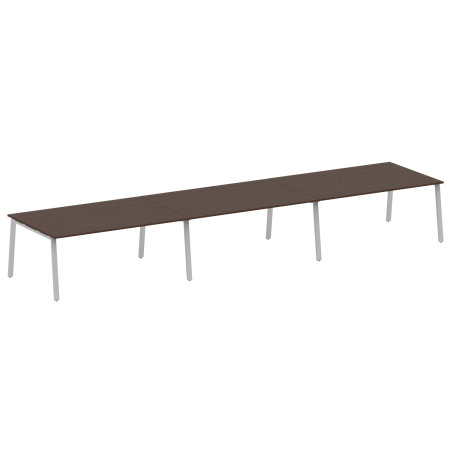 Стол для переговоров (3 столешницы) на А-образном м/к Metal System Style БА.ПРГ-3.5 5400x1235x750 (Венге Цаво/Серый металл)