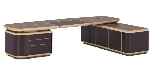 Стол руководителя BENTLEY правый (2400x1850х760) (Шпон розового дерева TA55)