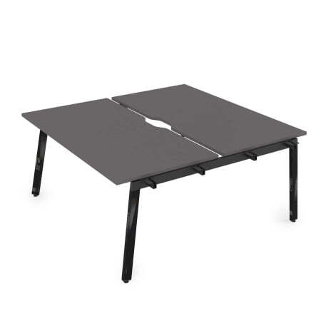 10БДНВ.289 Стол системы Бенч с вырезом, сдвоенный, на 2 рабочих места - начальный (1400x1635x750) (Graphit/Черный глянец металл)