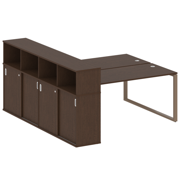 Рабочая станция с шкафом-купе на О-образном м/к Metal System Style БО.РС-СШК-4.4 Т 2010x2332x1098 (Венге Цаво/Мокко металл)
