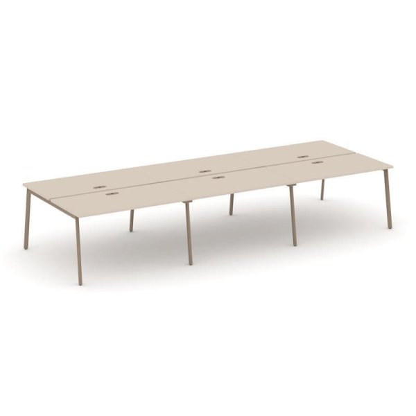 Рабочая станция 6 мест ES.D.RS-6.3-LP (4140х1500х750) (Капучино/Металл Латте)