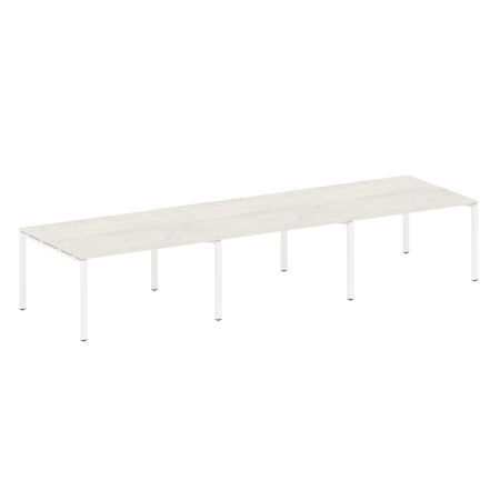 Переговорный стол 3 столешницы Metal System Style БП.ПРГ-3.3 4200x1235x750 (Дуб Наварра/Белый металл)