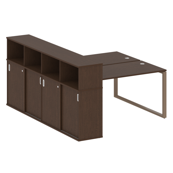 Рабочая станция с шкафом-купе на О-образном м/к Metal System Style БО.РС-СШК-4.3 Т 1810x2332x1098 (Венге Цаво/Мокко металл)