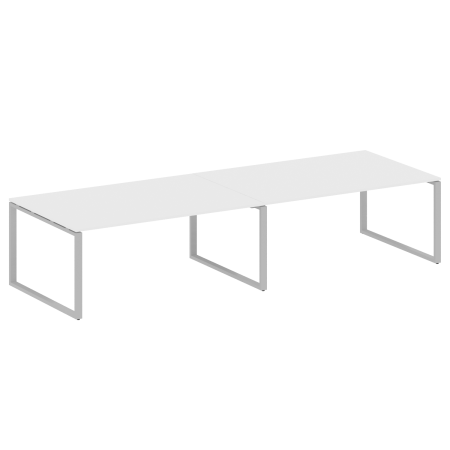 Переговорный стол 2 столешницы Metal System Style БО.ПРГ-2.5 3600x1235x750 (Белый/Серый металл)