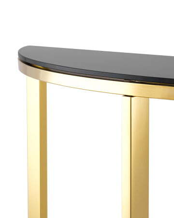 Консоль полукруглая АЛЬБА 115*30 золото стекло черное (Консоль Альба золотой)