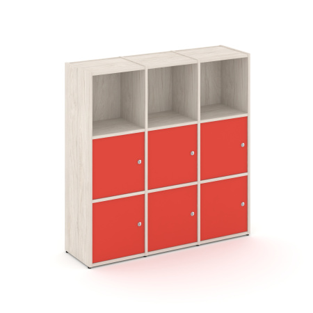 Стеллаж Locker Plus LK.K-003 1188x350x1203 (Денвер Светлый | Красный)