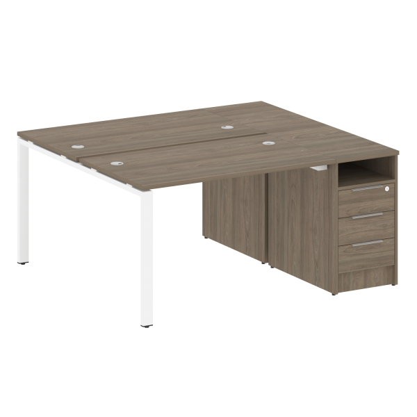 Рабочая станция с опорной тумбой Metal System Style БП.РС-СТП-2.2 1612x1475x750 (Вяз/Белый металл)