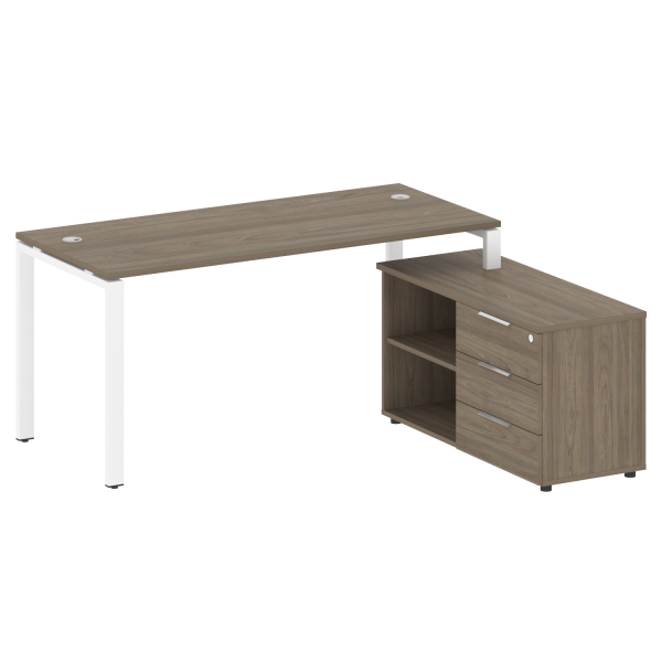 Рабочая станция с опорной тумбой правая Metal System Style БП.РС-СТС-2.4 Пр 1700x1520x750 (Вяз/Белый металл)