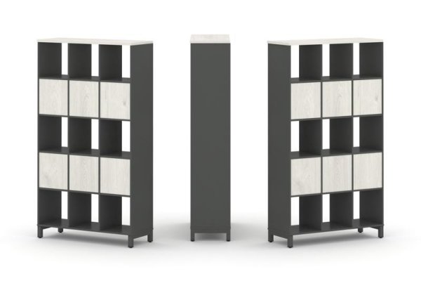 Набор стеллажа 2-х сторонний, 5 ярусов SN.NSD-531 (1121х400х1982) (Антрацит/Дуб Наварра/Металл Антрацит)