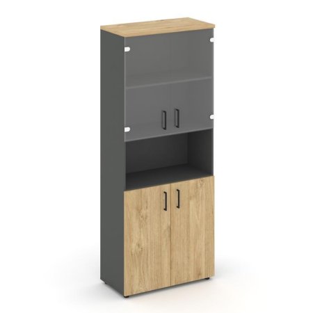 Шкаф высокий широкий SN.STS-105 (796х400х1982) (Антрацит/Тиквуд Светлый/Прозрачный)