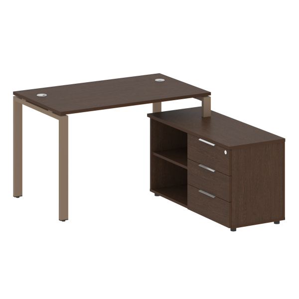 Рабочая станция с опорной тумбой правая Metal System Style БП.РС-СТС-2.2 Пр 1300x1520x750 (Венге Цаво/Мокко металл)