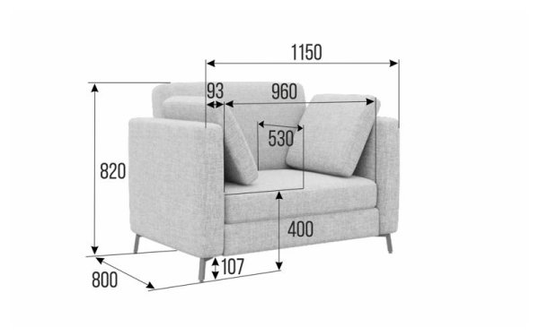 Диван одноместный BRS-1 (Forward 325/Металл Черный)