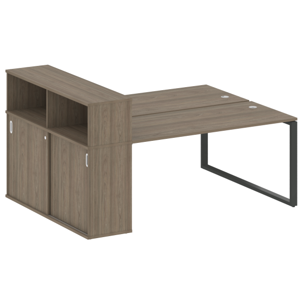 Рабочая станция с шкафом-купе на О-образном м/к Metal System Style БО.РС-СШК-2.4 Т 2010x1475x1098 (Вяз/Антрацит металл)