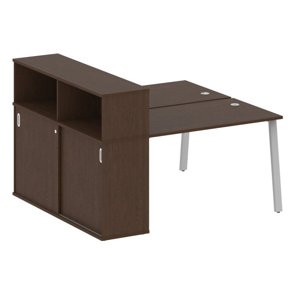 Рабочая станция с шкафом-купе на А-образном м/к Metal System Style БА.РС-СШК-2.2 Т 1610x1475x1098 (Венге Цаво/Серый металл)
