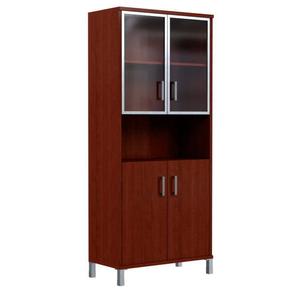 Шкаф широкий, глухие двери без замка+стекло в AL раме Born B-430.9 900x450x2054 (Бургунди)