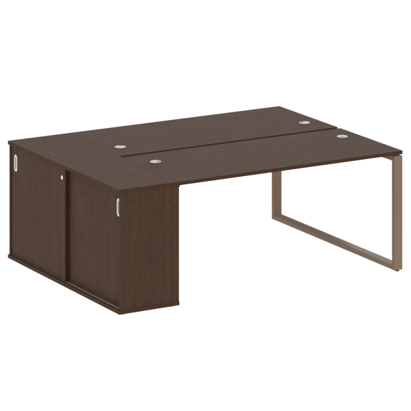 Рабочая станция с шкафом-купе на О-образном м/к Metal System Style БО.РС-СШК-1.4 Т 2010x1475x750 (Венге Цаво/Мокко металл)
