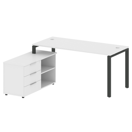Рабочая станция с опорной тумбой левая Metal System Style БП.РС-СТС-2.4 Л 1700x1520x750 (Белый/Антрацит металл)