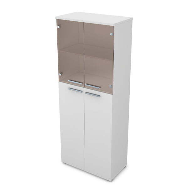 9Ш.005.11 Шкаф высокий со стеклом (800x450x2045) (Белый премиум)