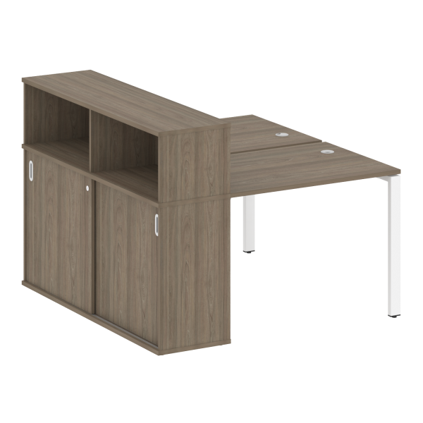 Рабочая станция с опорным шкафом-купе Metal System Style БП.РС-СШК-2.1 1410x1475x1098 (Вяз/Белый металл)