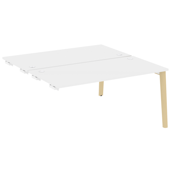 Стол-приставка двойной на деревянных опорах Onix Wood OW.D.SPR-4.8 1580x1635x750 (Белый Бриллиант/Дуб Светлый)