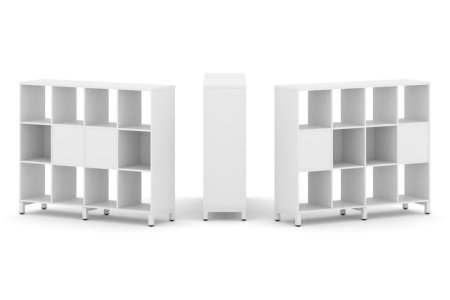 Набор стеллажа 2-х сторонний, 3 яруса SN.NSD-341 (1488х400х1248) (Белый/Металл Белый)