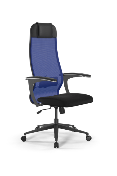Кресло для руководителя Метта Sit 10 B1-111U - X2+UMF(X1) /Ub00/Wh00/U0mL-b(M09.B11.G19.W02) (Синий | Черный)