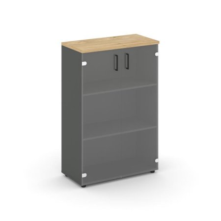 Шкаф средний широкий SN.STS.E-205 (796х400х1203) (Антрацит/Тиквуд Светлый/Прозрачный)