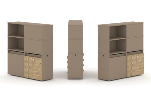 Тумба двойная + высокая надставка ES.NB.2V-19 (1500х410х1520) (Латте/Тиквуд Светлый)