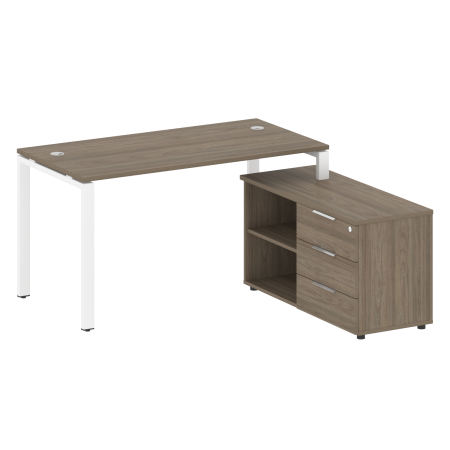 Рабочая станция с опорной тумбой правая Metal System Style БП.РС-СТС-2.3 Пр 1500x1520x750 (Вяз/Белый металл)