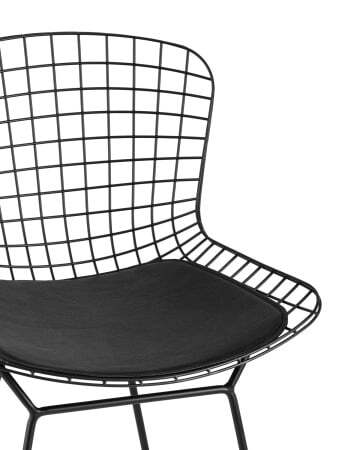 Стул полубарный с низкой спинкой Bertoia черный с черной подушкой (Стул полубарный Bertoia черный)