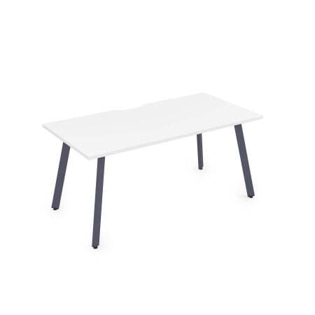 10СРВ.089 Стол рабочий с вырезом, прямолинейный (1400x800x750) (Белый премиум/Графит металл)