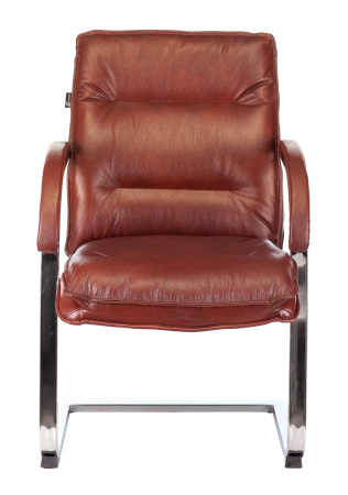 Кресло T-9927SL-LOW-V светло-коричневый Leather EiCHel кожа низк.спин. полозья металл хром (Светло-коричневый)