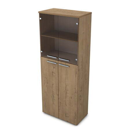 9Ш.005.11 Шкаф высокий со стеклом (800x450x2045) (Teakwood)
