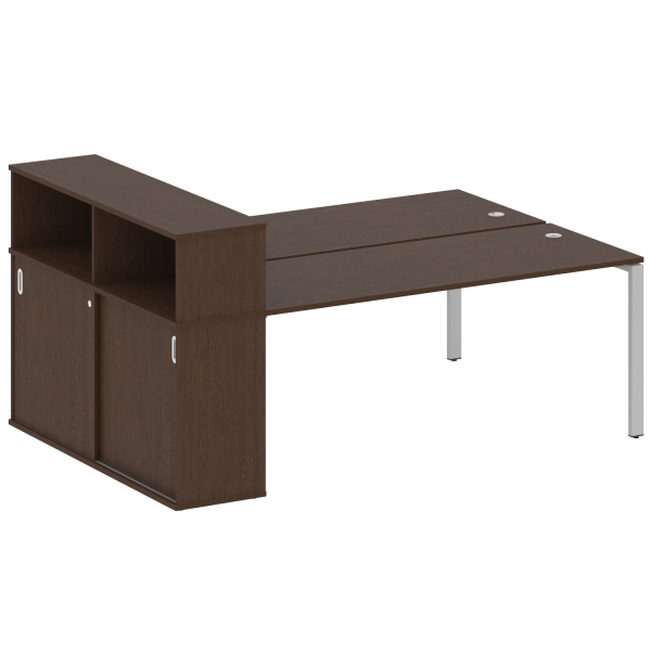 Рабочая станция с опорным шкафом-купе Metal System Style БП.РС-СШК-2.5 2210x1475x1098 (Венге Цаво/Серый металл)